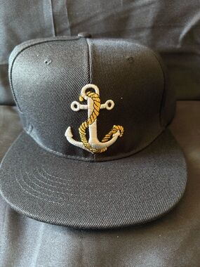 New Black Anchor Rope Embroidered Snapback Hat - Men Accessories